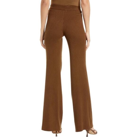 Good American Ribbed Wide Leg Pants Brown High Waist Knit Pull-On NWT Sz 2 - Picture 2 of 9